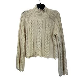 Cotton Candy LA Cable Knit Cropped Sweater Cream Neutral Size M/L
